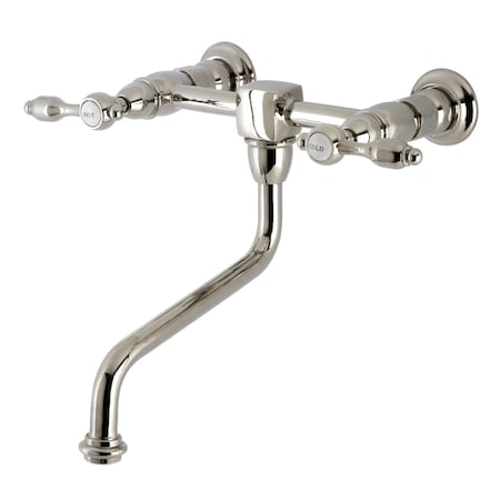 Kingston Brass KS1216TAL Wall Mount Bathroom Faucet, Polished Nickel KS1216TAL